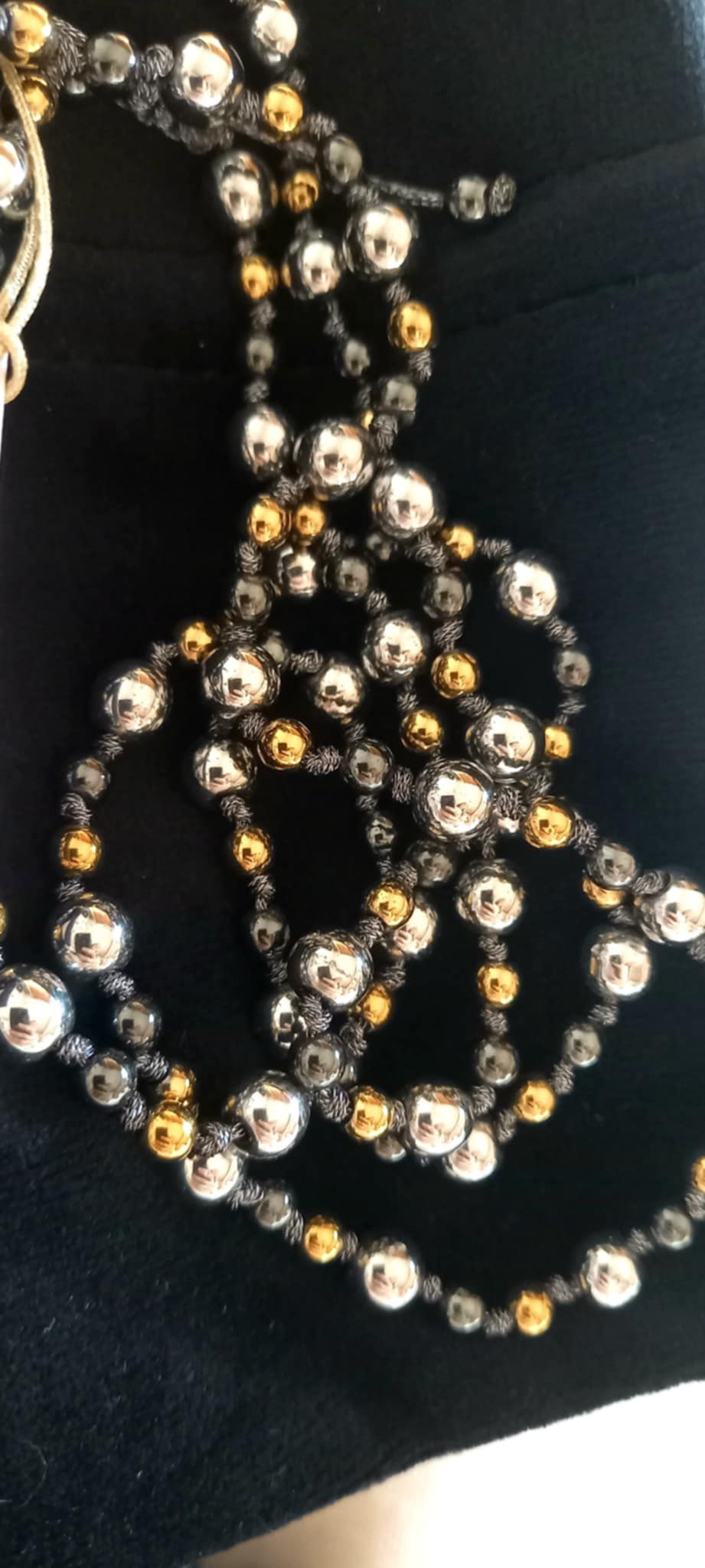 Κολιέ - ροζάριο με αιματίτες σε τριχρωμία