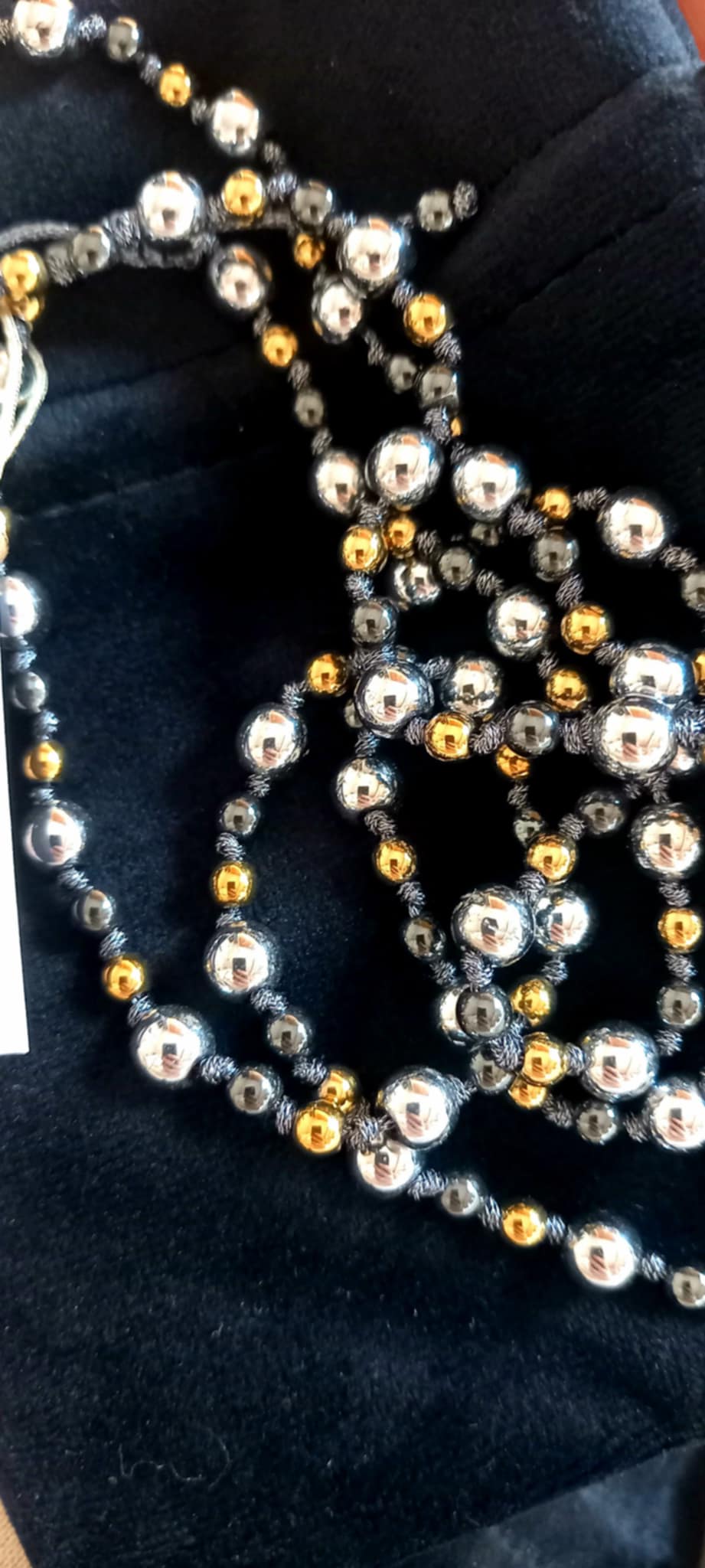 Κολιέ - ροζάριο με αιματίτες σε τριχρωμία