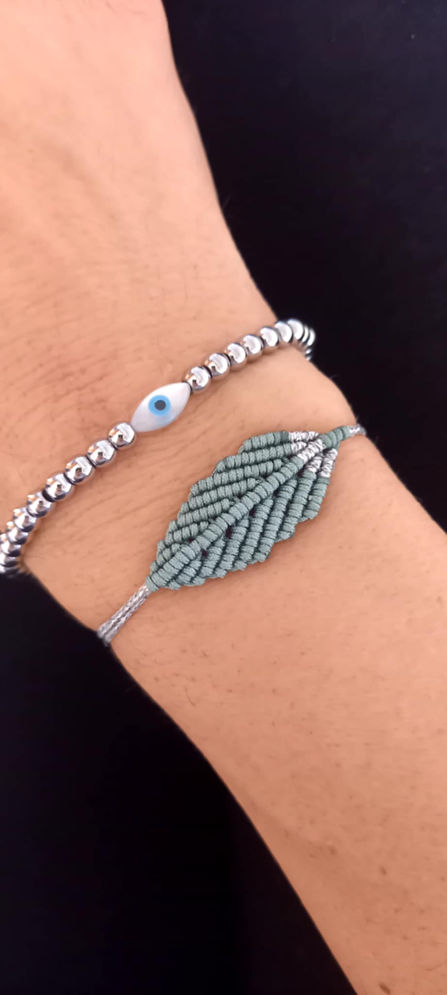 Βραχιόλι με μακραμέ φύλλο