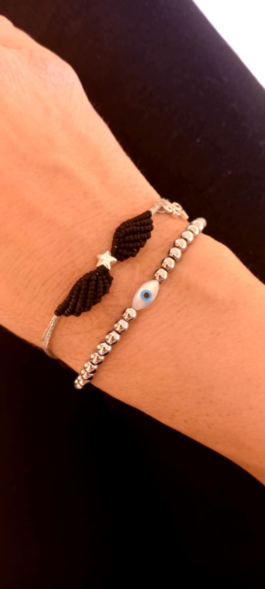 Βραχιόλι - γούρι με μακραμέ φτερά αγγέλου