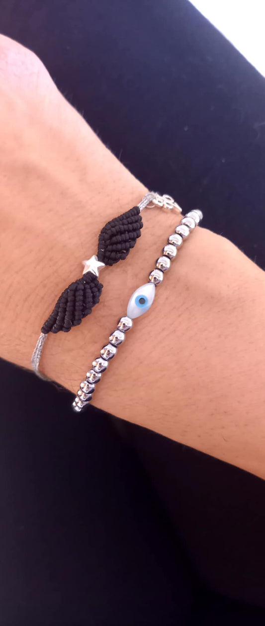 Βραχιόλι - γούρι με μακραμέ φτερά αγγέλου