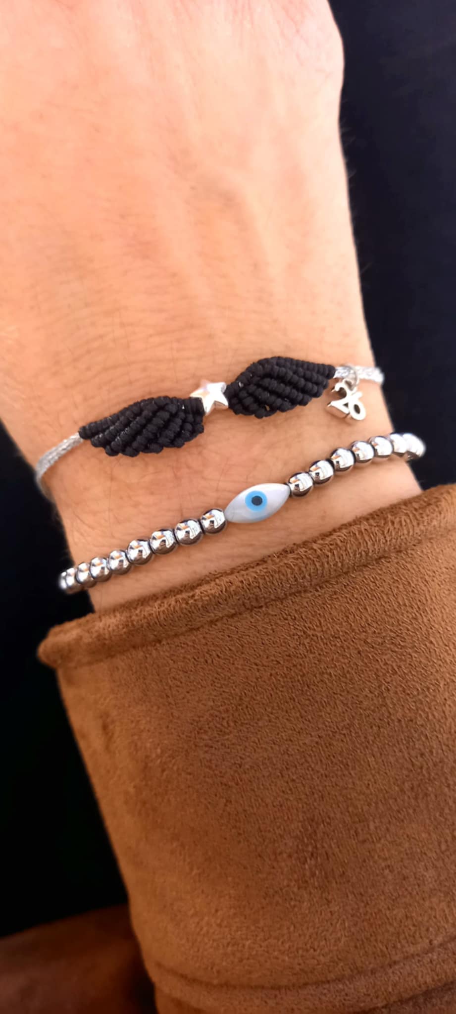 Βραχιόλι - γούρι με μακραμέ φτερά αγγέλου