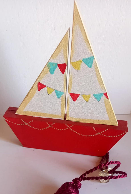 Γούρι 2026 επιτραπέζιο ξύλινο καράβι