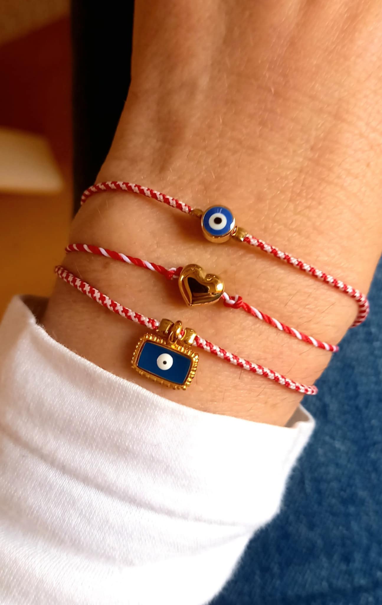 Βραχιόλι μαρτάκι με ατσάλινο μοτίφ καρδιά