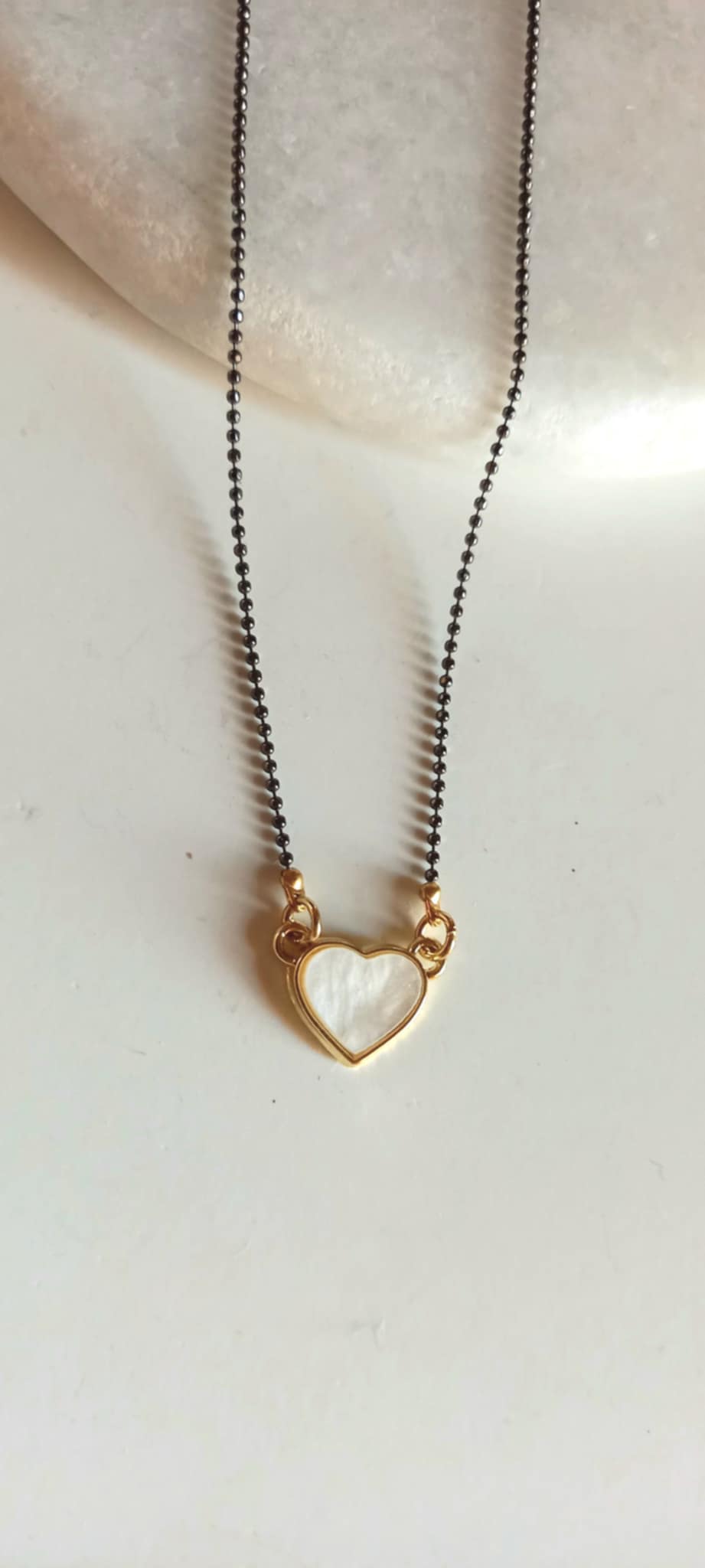Κολιέ αλυσίδα και μοτίφ καρδιά από φίλντισι