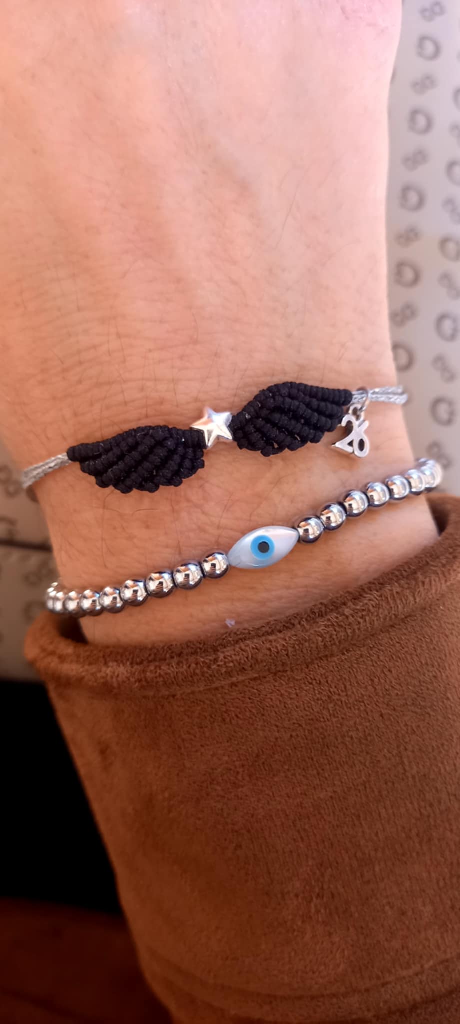 Βραχιόλι - γούρι με μακραμέ φτερά αγγέλου