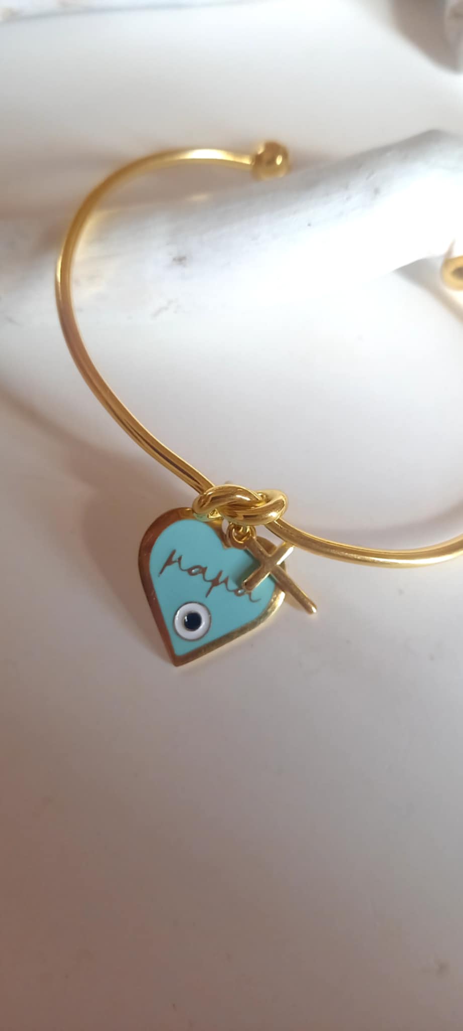 Μαρτυρικό βραχιόλι για τη μαμά με βέργα και ατσάλινο στοιχείο