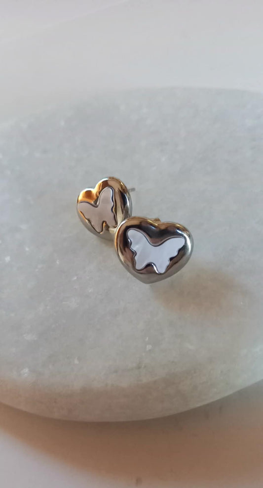 Σκουλαρίκια από ατσάλι με φίλντισι