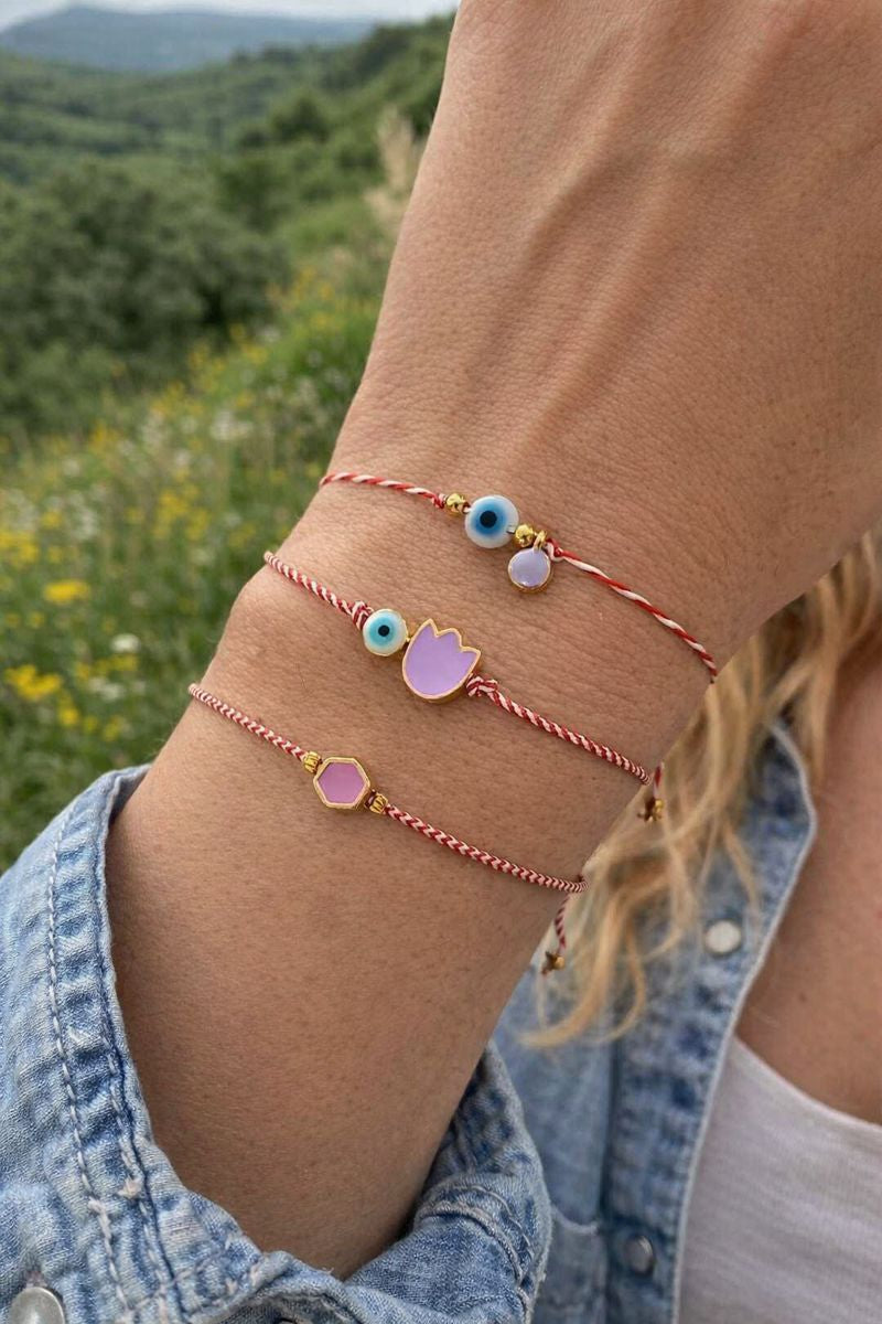 Βραχιόλι μαρτάκι με μάτι και επιχρυσωμένο στοιχείο