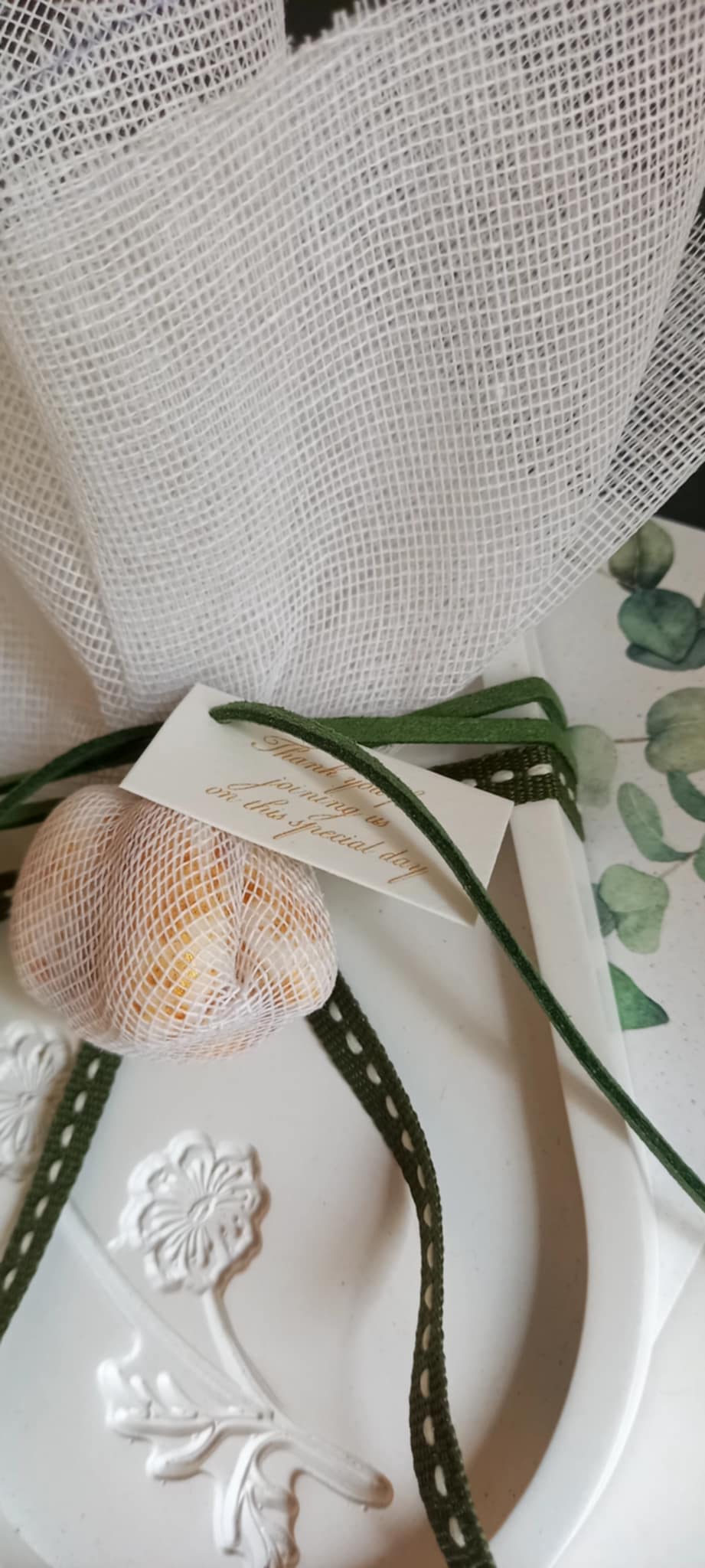 Μπομπονιέρα γάμου πιατάκι με λουλούδι