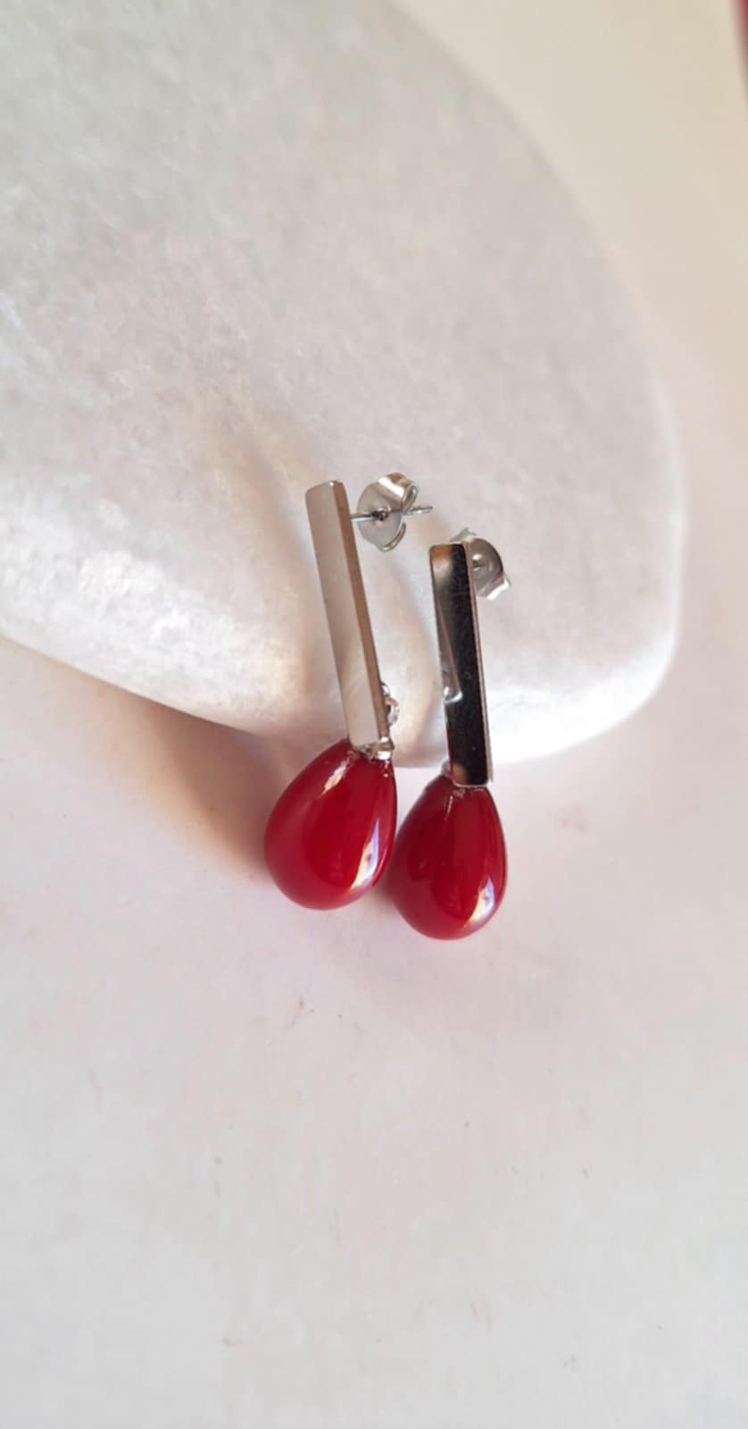 Σκουλαρίκια από ατσάλι με πέρλα