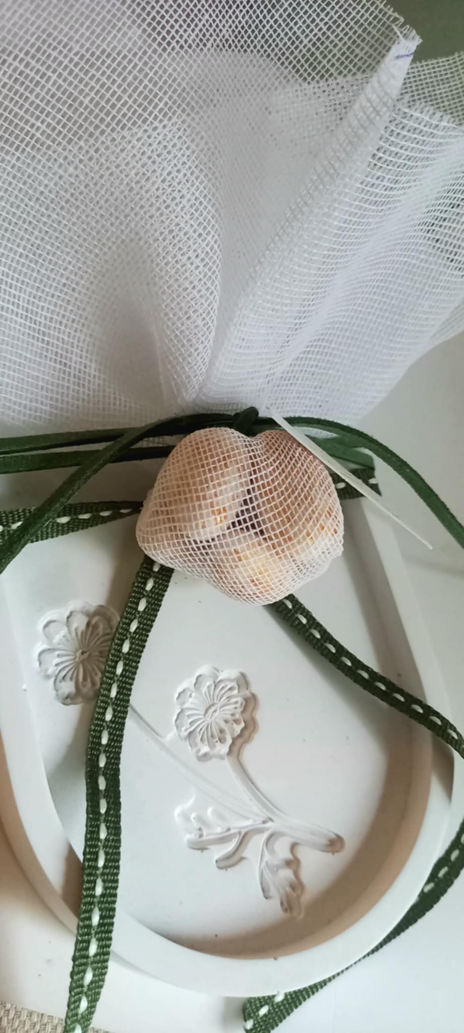 Μπομπονιέρα γάμου πιατάκι με λουλούδι