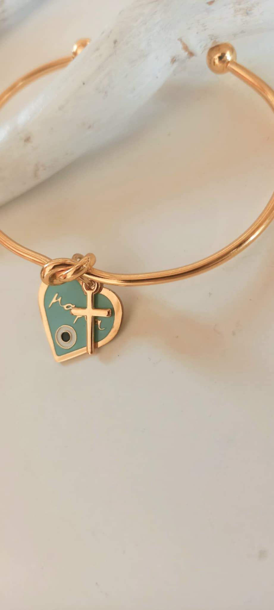 Μαρτυρικό βραχιόλι για τη μαμά με βέργα και ατσάλινο στοιχείο