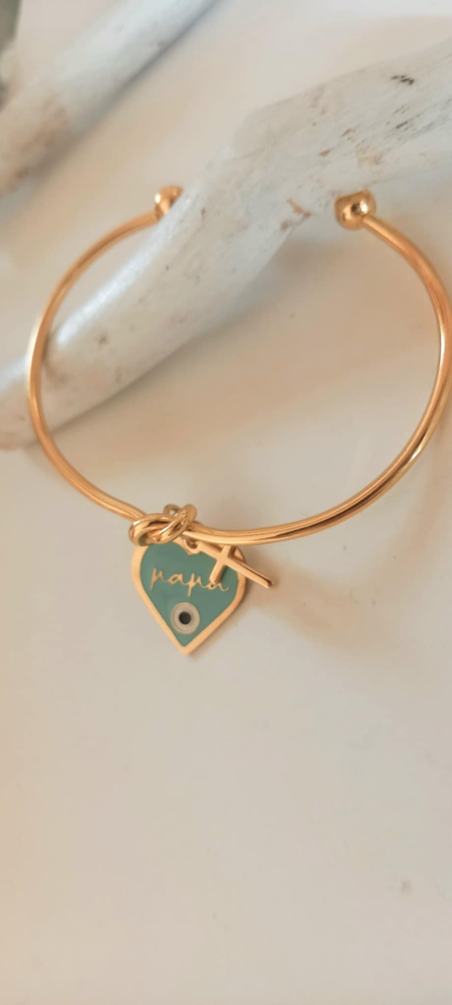 Μαρτυρικό βραχιόλι για τη μαμά με βέργα και ατσάλινο στοιχείο