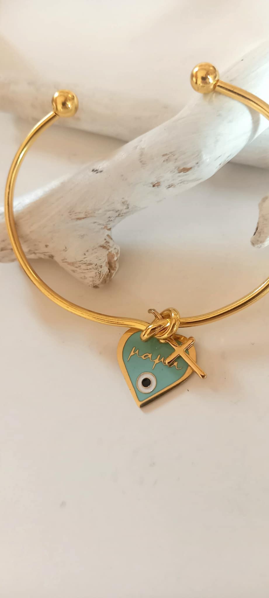 Μαρτυρικό βραχιόλι για τη μαμά με βέργα και ατσάλινο στοιχείο