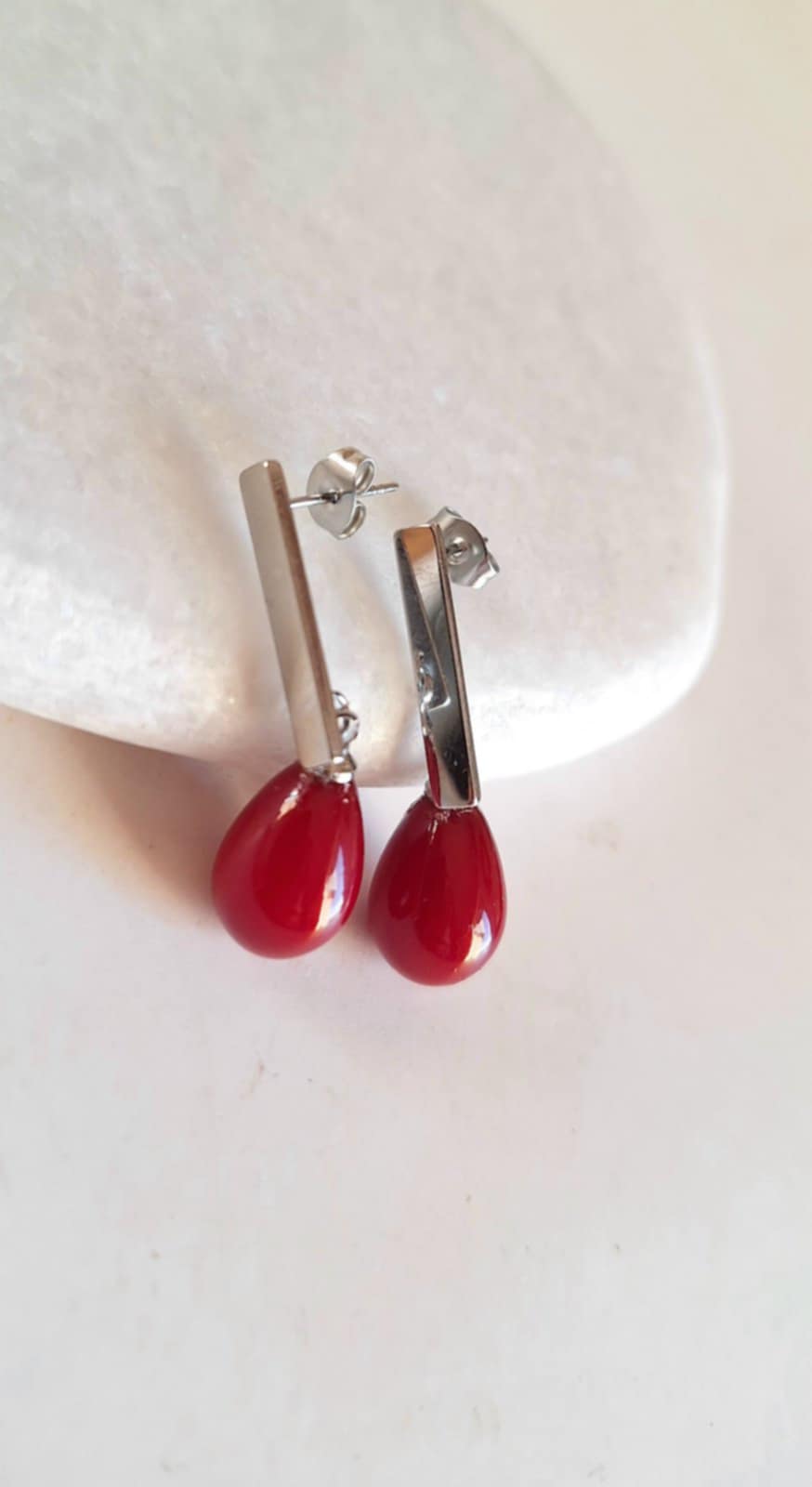 Σκουλαρίκια από ατσάλι με πέρλα