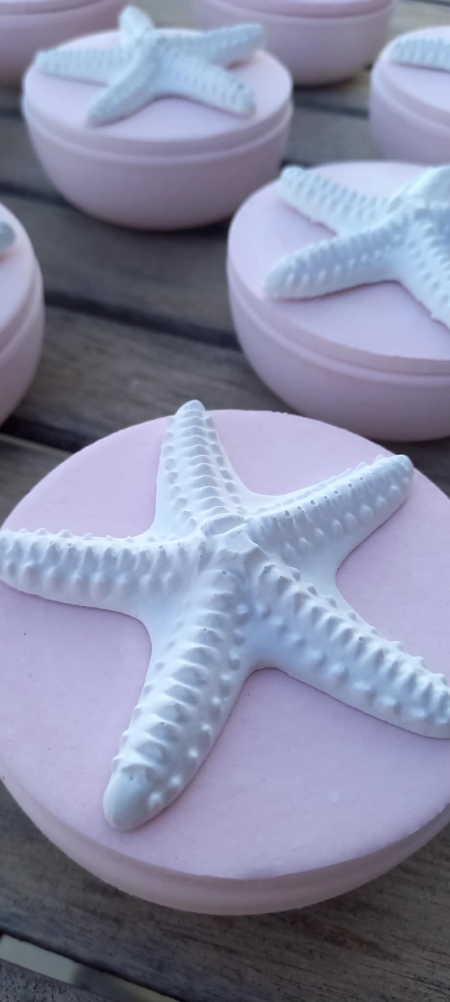 Μπομπονιέρα βάπτισης κεραμική μπιζουτιέρα με αστερία