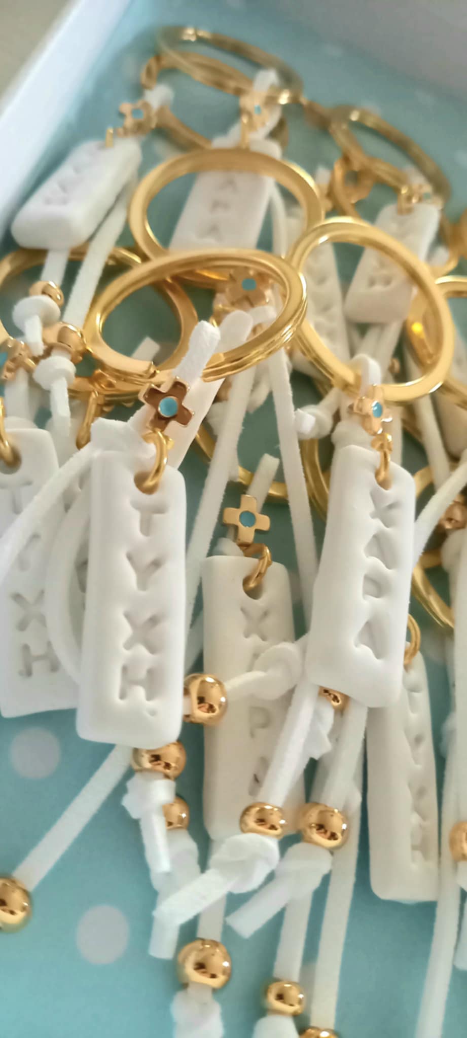 Μαρτυρικό βάπτισης μπρελόκ με υφή πορσελάνης και σταυρό