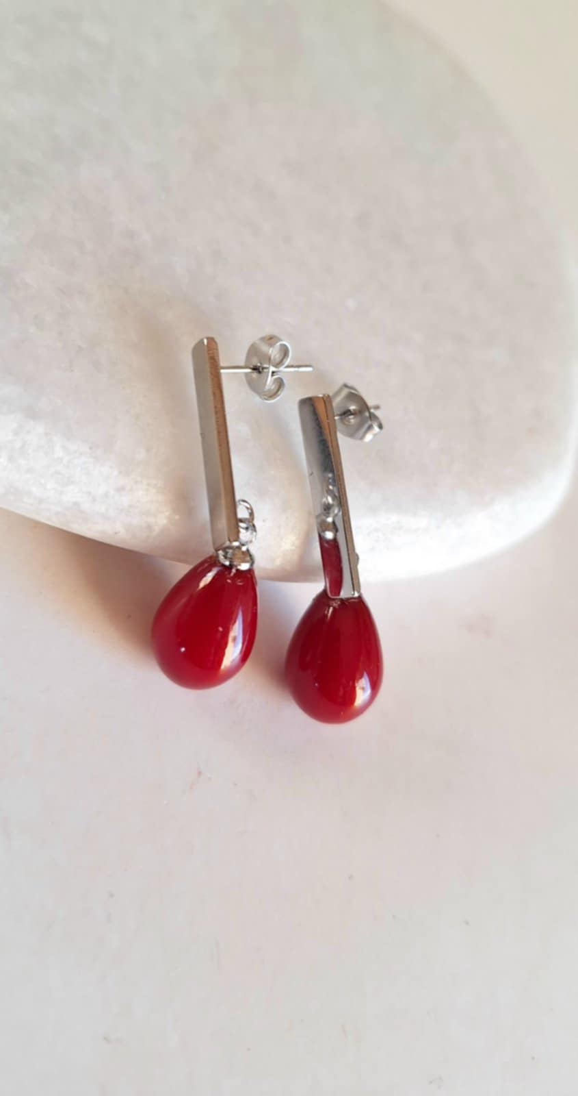 Σκουλαρίκια από ατσάλι με πέρλα