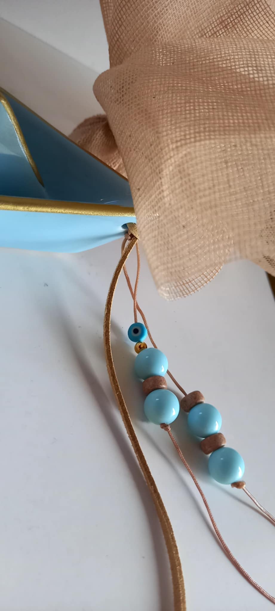 Μπομπονιέρα βάπτισης κεραμικό καράβι με χάντρες