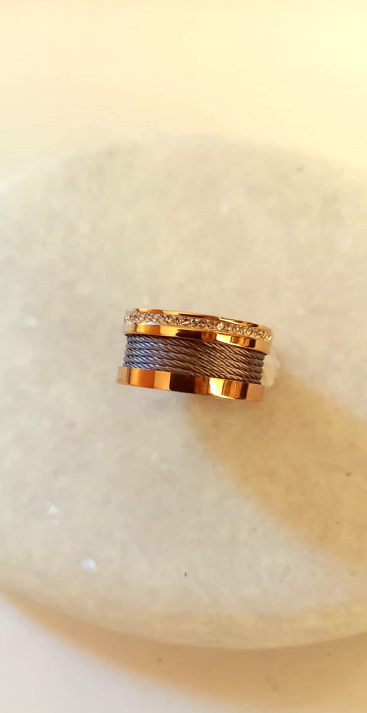 Δαχτυλίδι από ατσάλι σε τριχρωμία