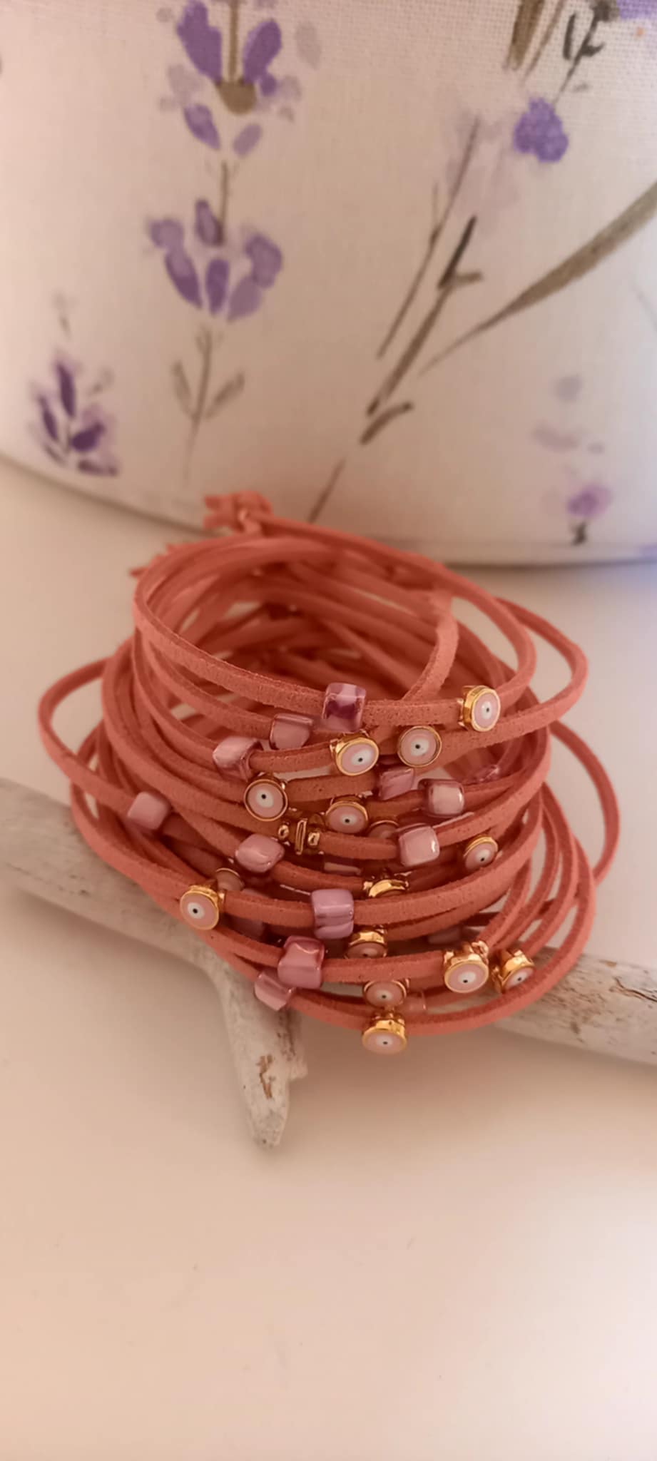 Μαρτυρικό βάπτισης βραχιόλι με κεραμικό κύβο και μάτι