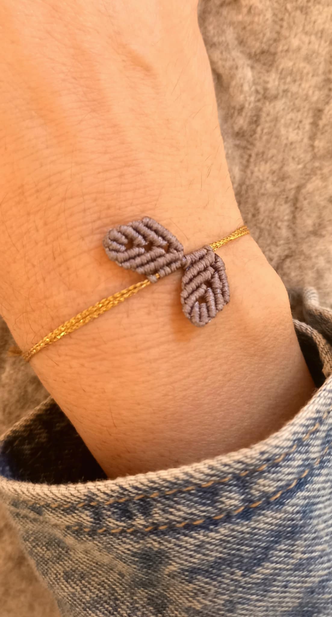 Βραχιόλι με μακραμέ φύλλα