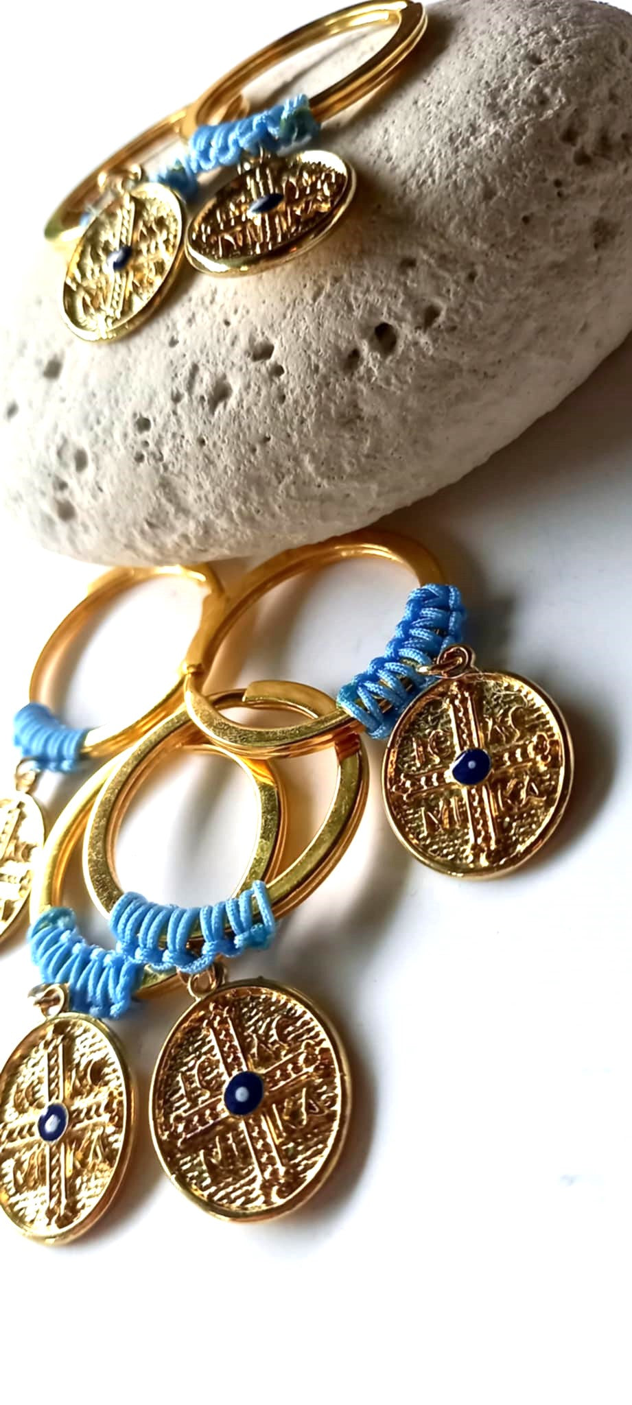 Χειροποίητο μαρτυρικό βάπτισης μπρελόκ με κωνσταντινάτο