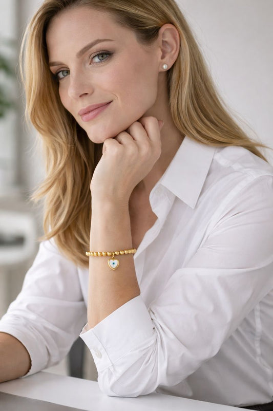 Βραχιόλι με αιματίτες και μοτίφ καρδιά