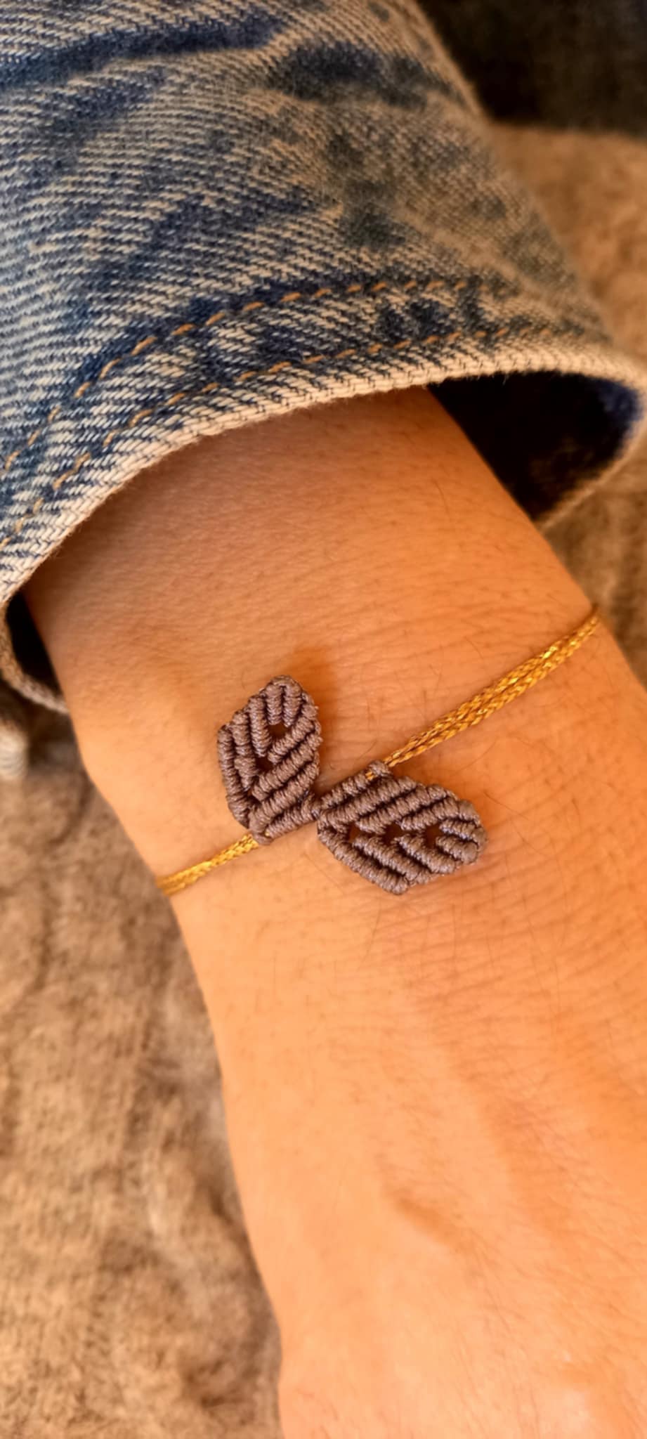 Βραχιόλι με μακραμέ φύλλα