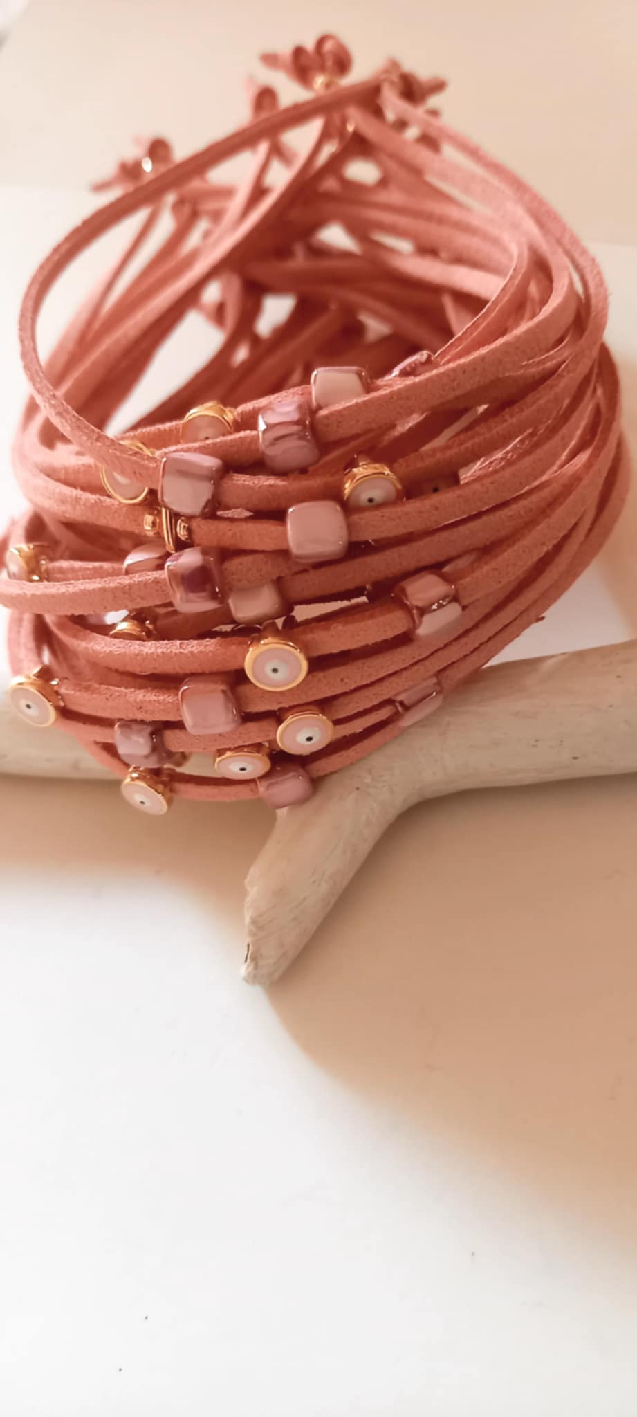 Μαρτυρικό βάπτισης βραχιόλι με κεραμικό κύβο και μάτι