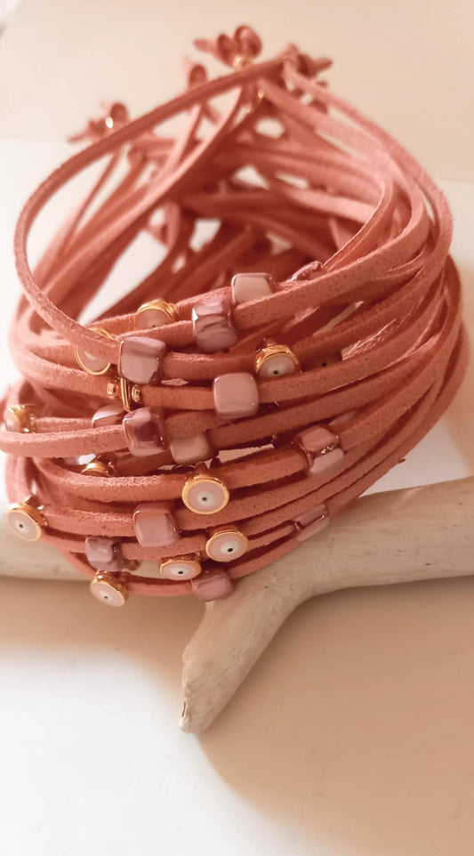 Μαρτυρικό βάπτισης βραχιόλι με κεραμικό κύβο και μάτι