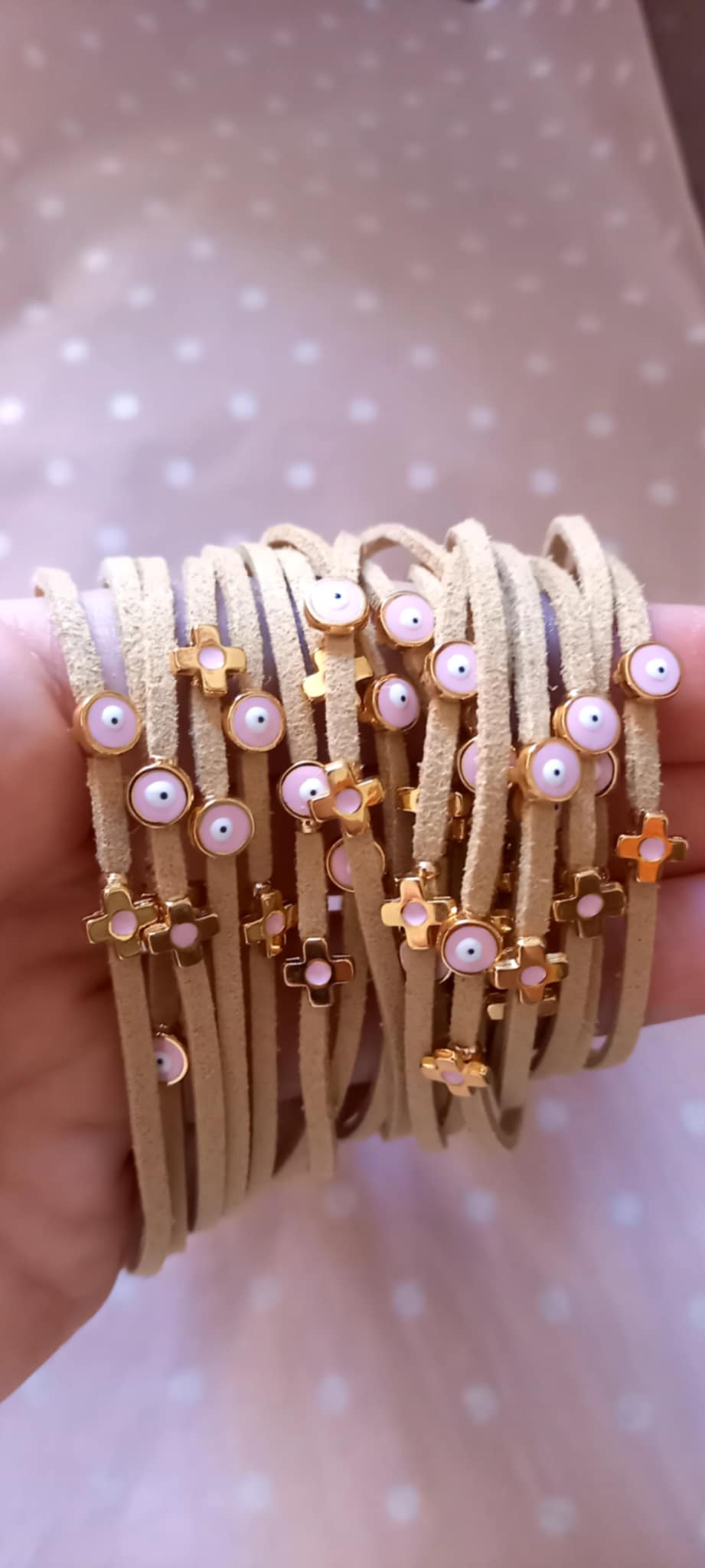 Μαρτυρικό βάπτισης βραχιόλι με καστόρι και επιχρυσωμένα στοιχεία