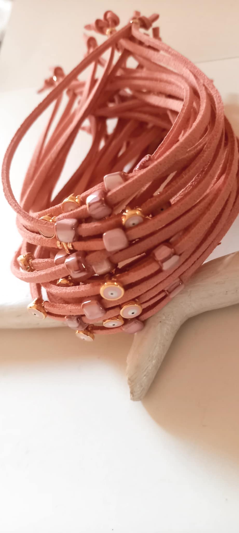 Μαρτυρικό βάπτισης βραχιόλι με κεραμικό κύβο και μάτι