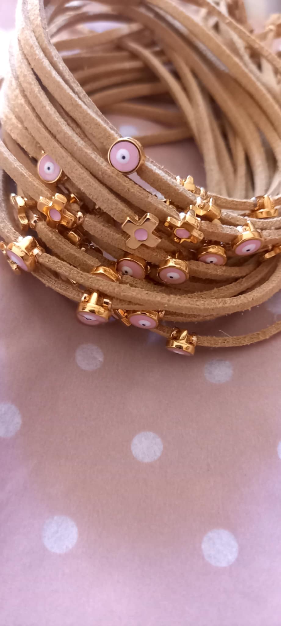 Μαρτυρικό βάπτισης βραχιόλι με καστόρι και επιχρυσωμένα στοιχεία