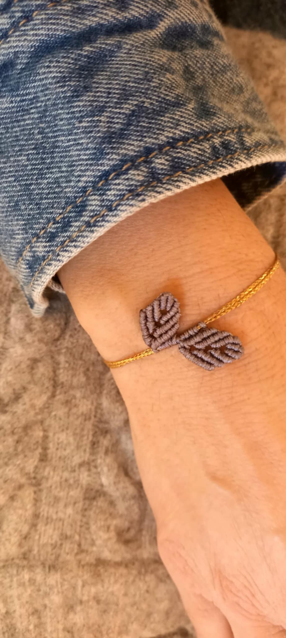 Βραχιόλι με μακραμέ φύλλα