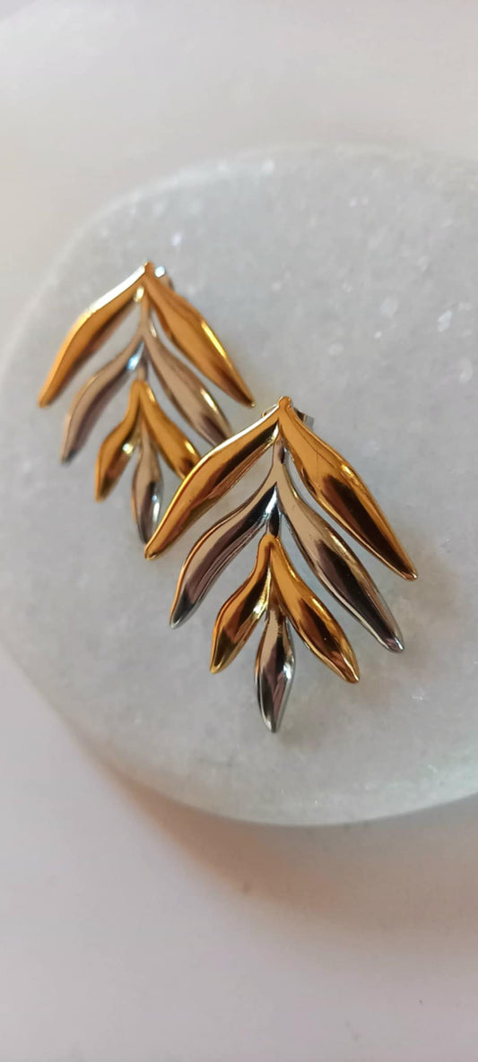 Σκουλαρίκια από ατσάλι σε διχρωμία