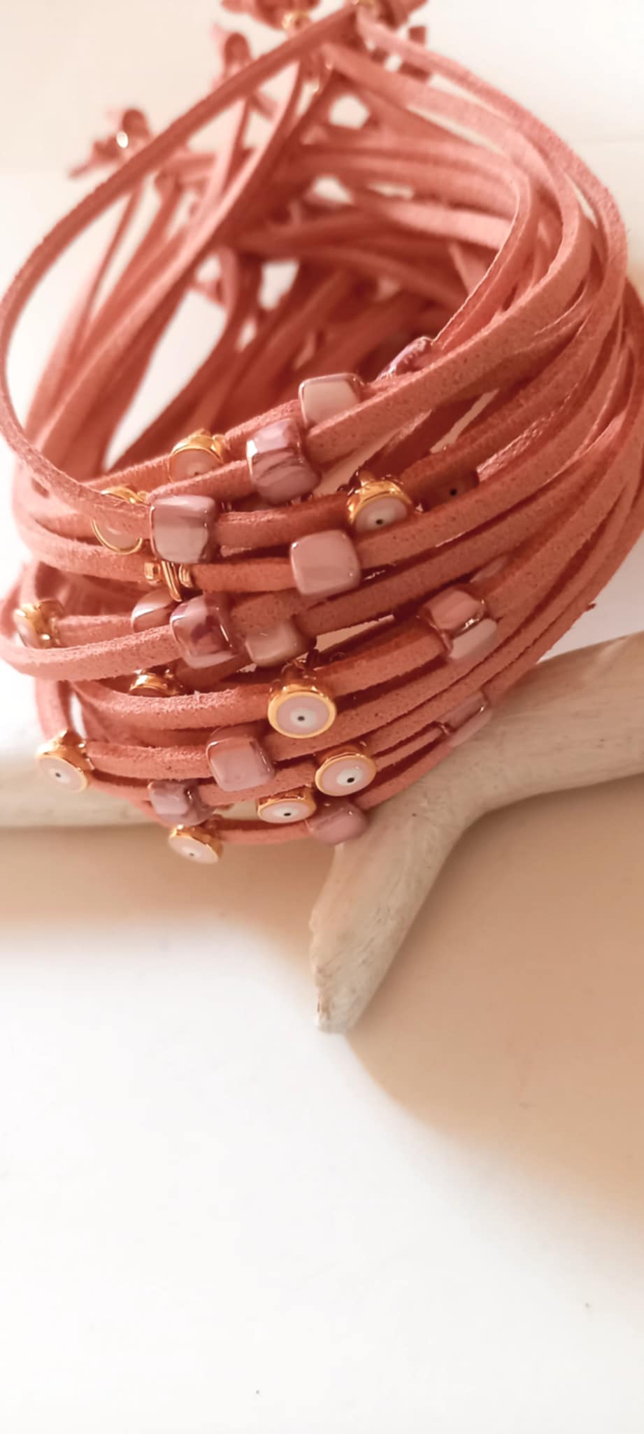 Μαρτυρικό βάπτισης βραχιόλι με κεραμικό κύβο και μάτι