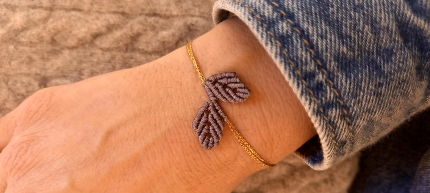 Βραχιόλι με μακραμέ φύλλα