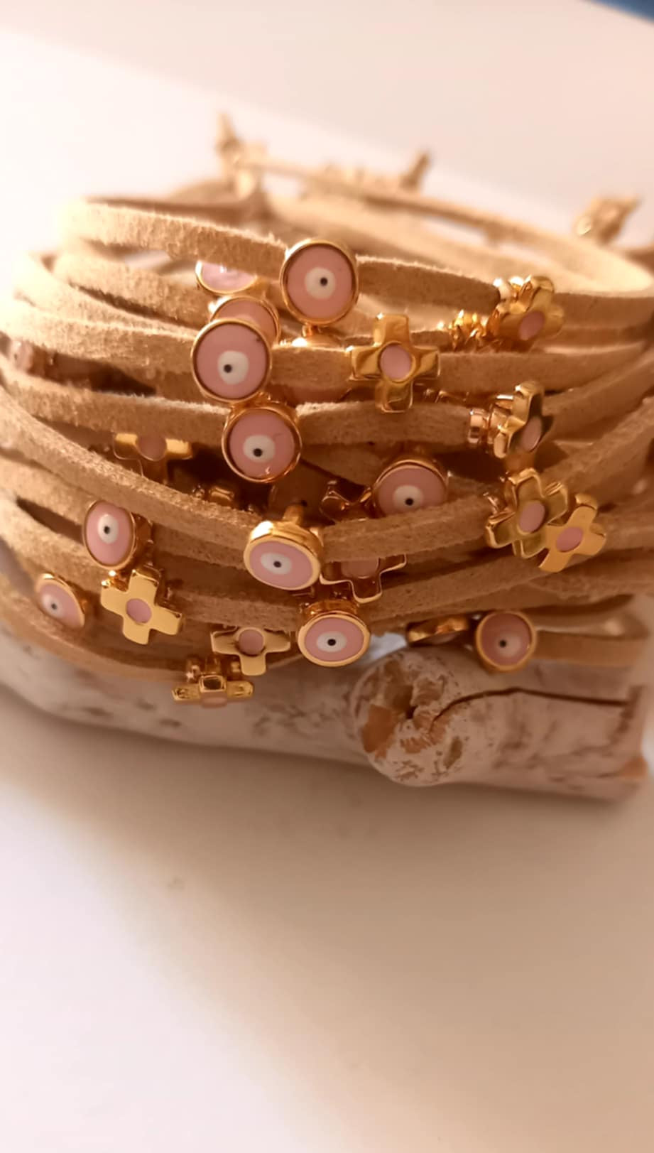 Μαρτυρικό βάπτισης βραχιόλι με καστόρι και επιχρυσωμένα στοιχεία