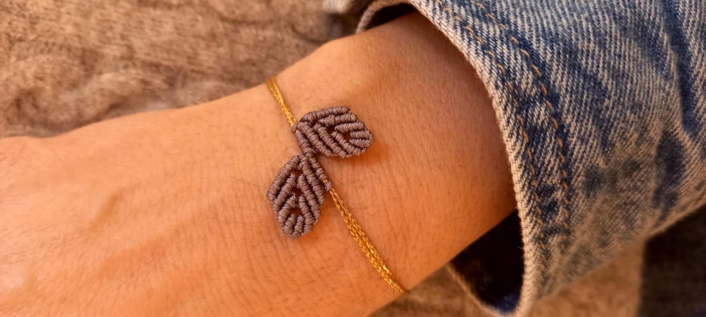 Βραχιόλι με μακραμέ φύλλα