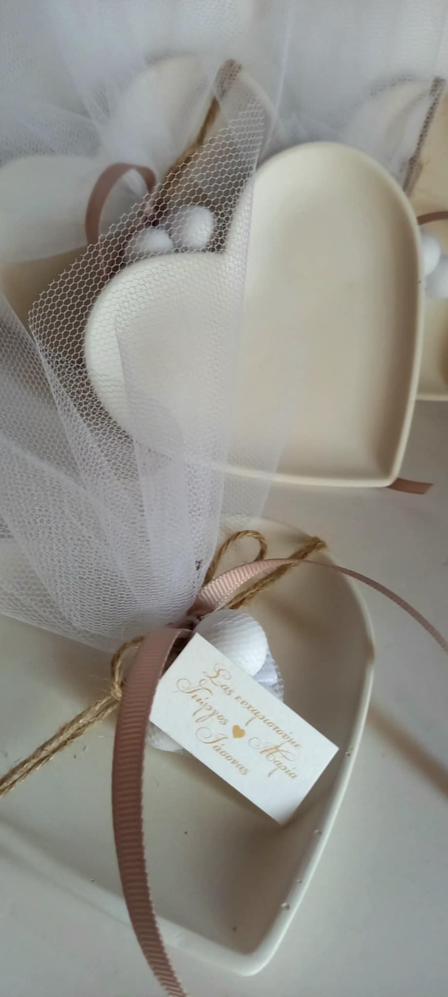 Μπομπονιέρα γάμου - βάπτισης κεραμική καρδιά