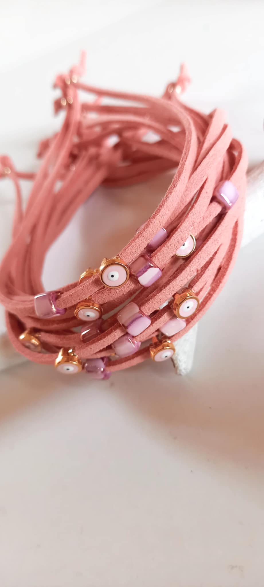 Μαρτυρικό βάπτισης βραχιόλι με κεραμικό κύβο και μάτι