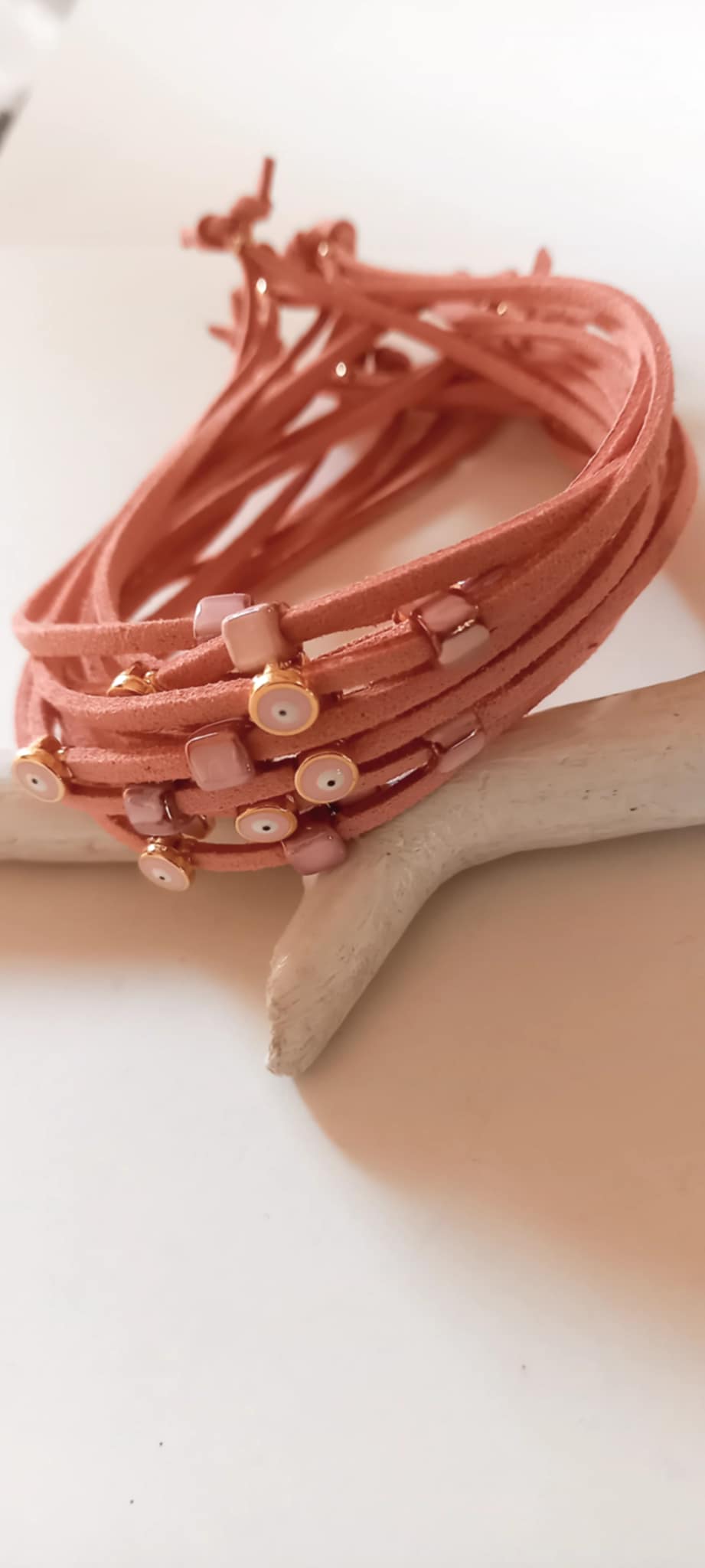 Μαρτυρικό βάπτισης βραχιόλι με κεραμικό κύβο και μάτι