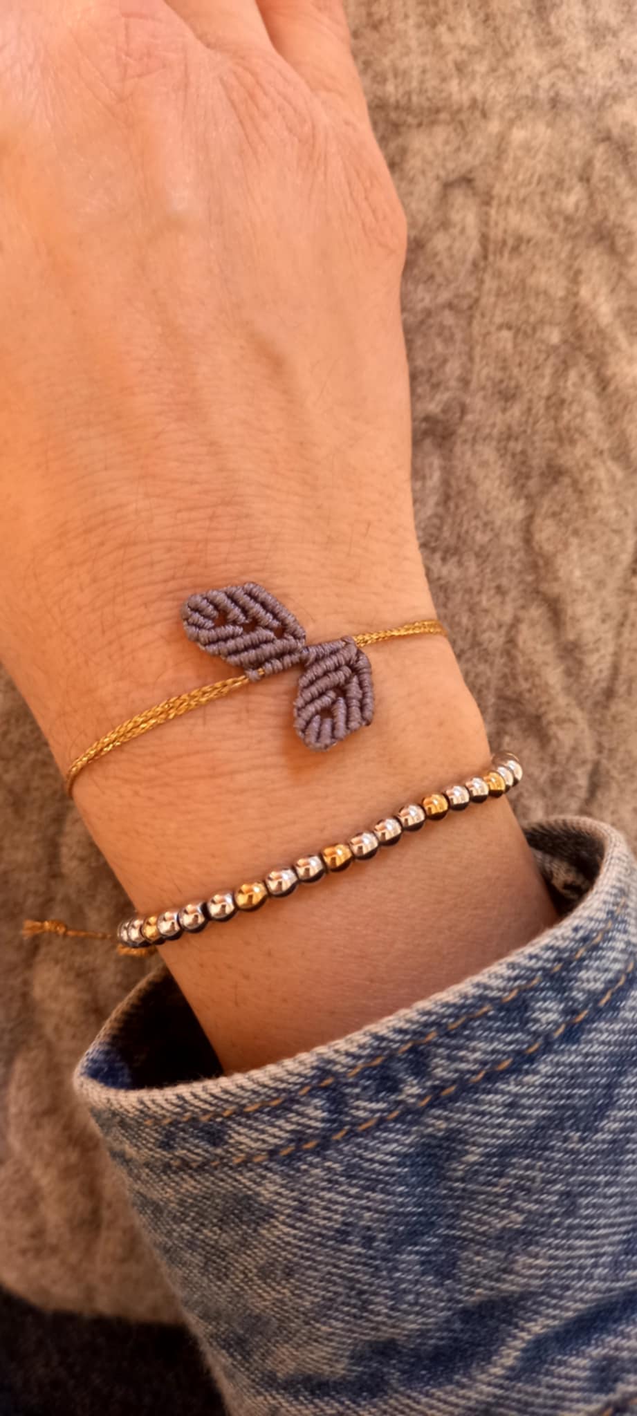 Βραχιόλι με μακραμέ φύλλα