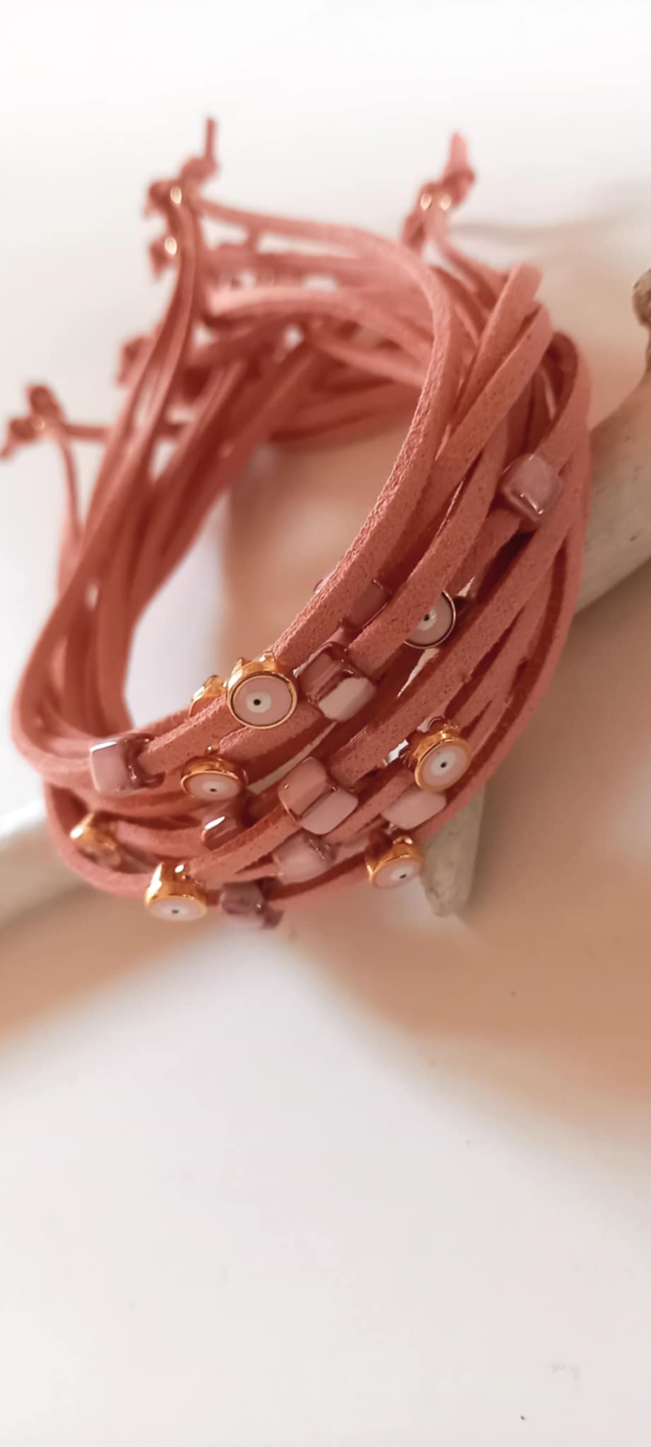 Μαρτυρικό βάπτισης βραχιόλι με κεραμικό κύβο και μάτι