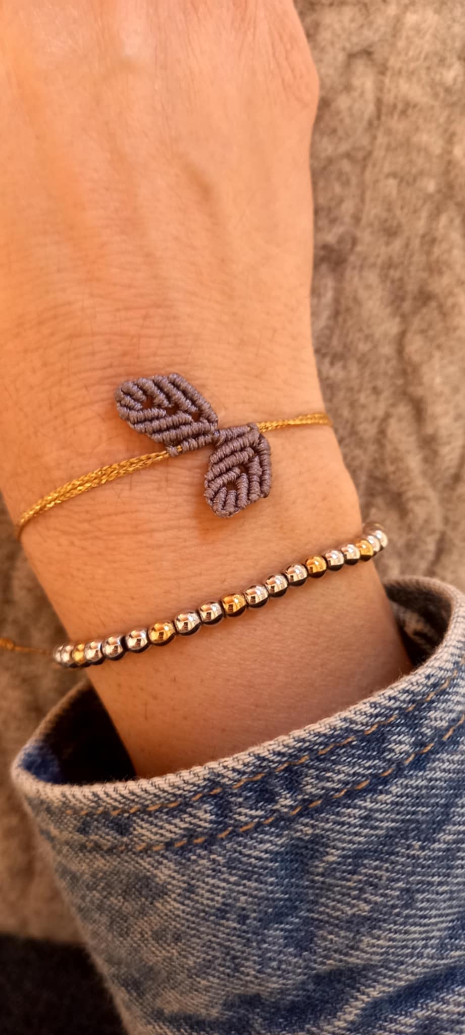 Βραχιόλι με μακραμέ φύλλα
