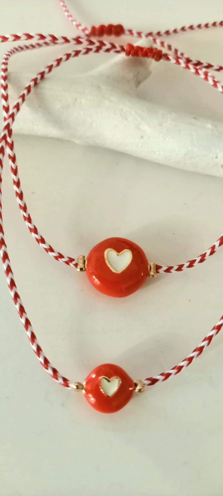 Βραχιόλι μαρτάκι με μοτίφ καρδιά με σμάλτο