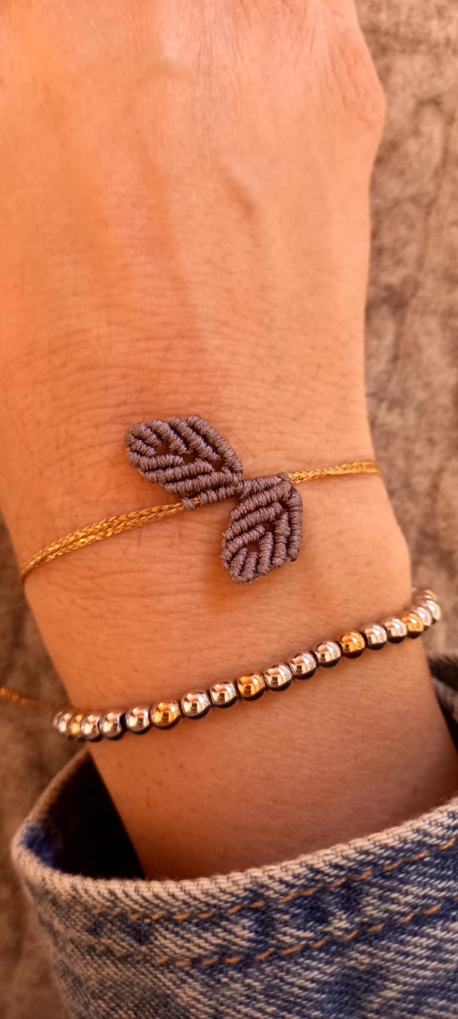 Βραχιόλι με μακραμέ φύλλα