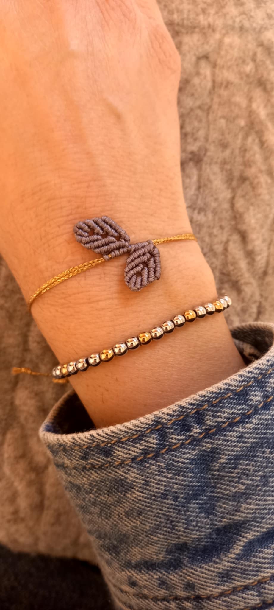Βραχιόλι με μακραμέ φύλλα